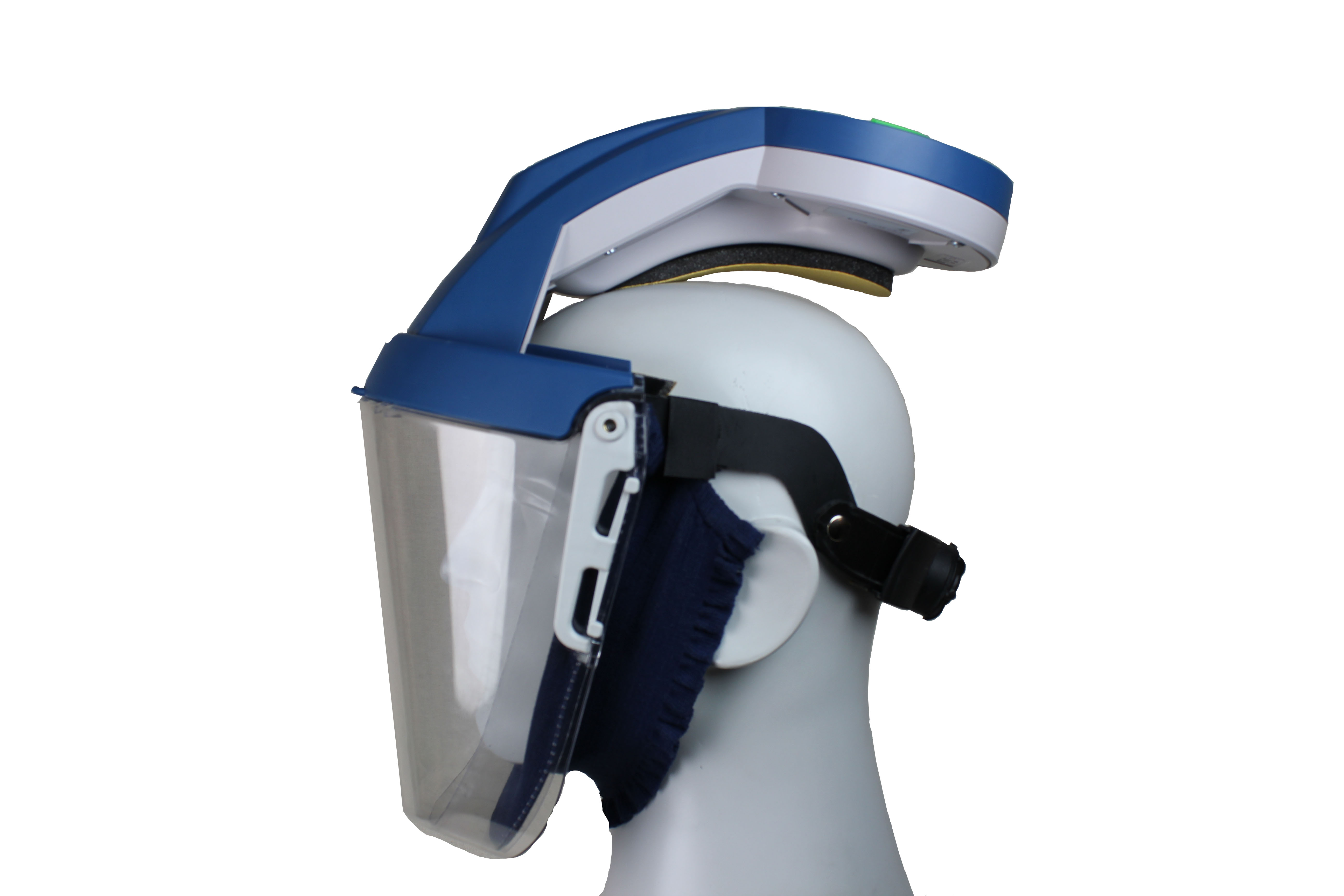compact helmet with integrated powered filter system